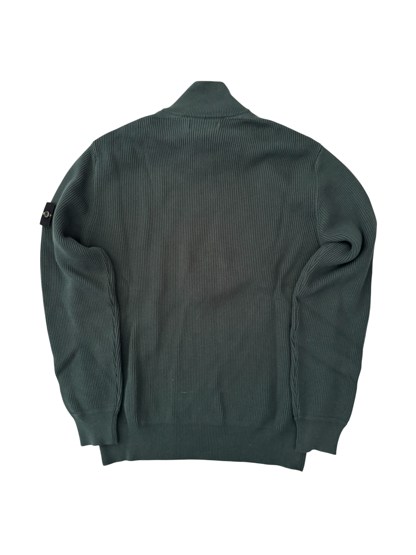 Stone Island 2025 Green Ribbed Cotton Cardigan - XL