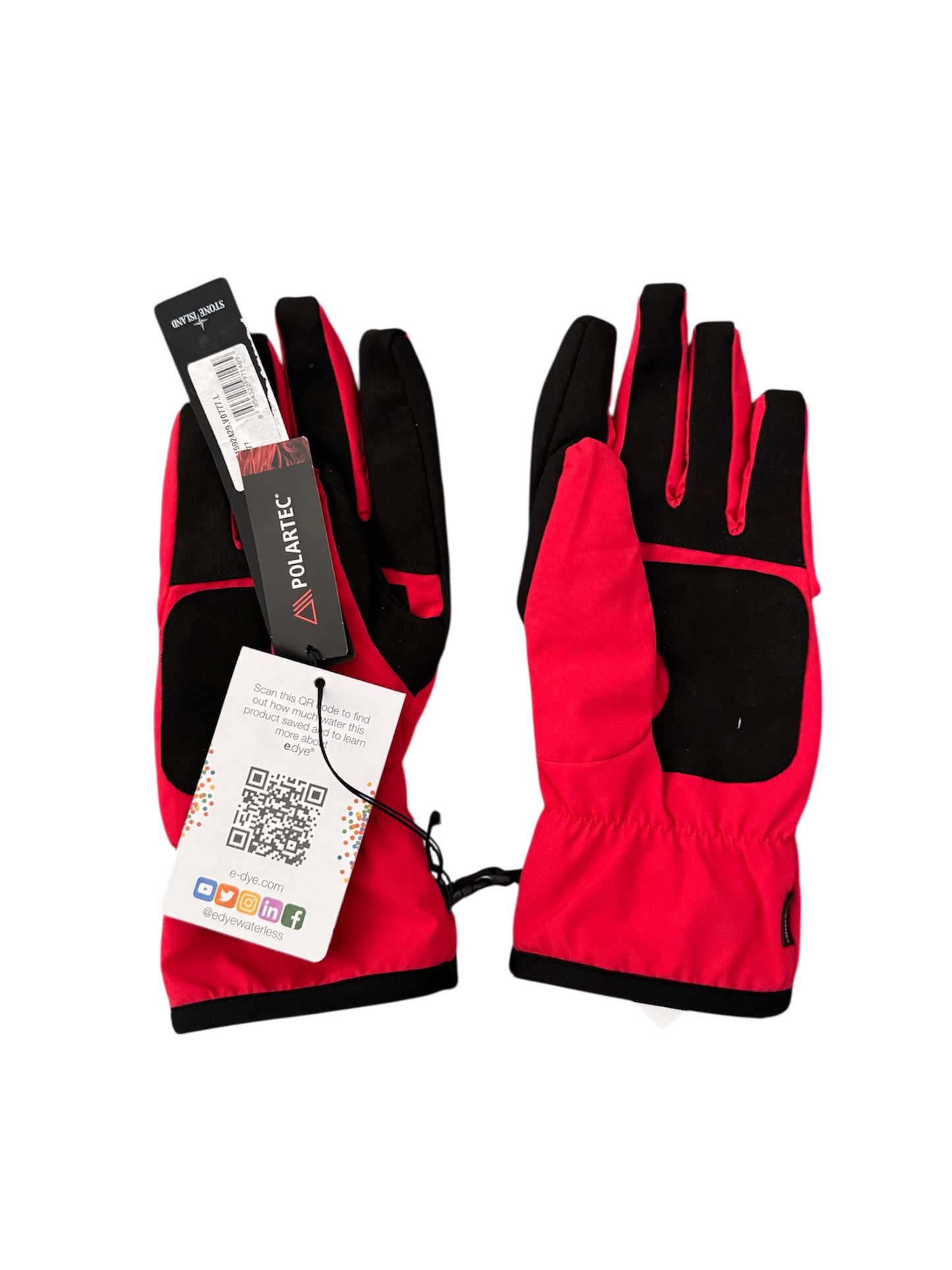 Stone Island Comfort Polartec Red Gloves - Large
