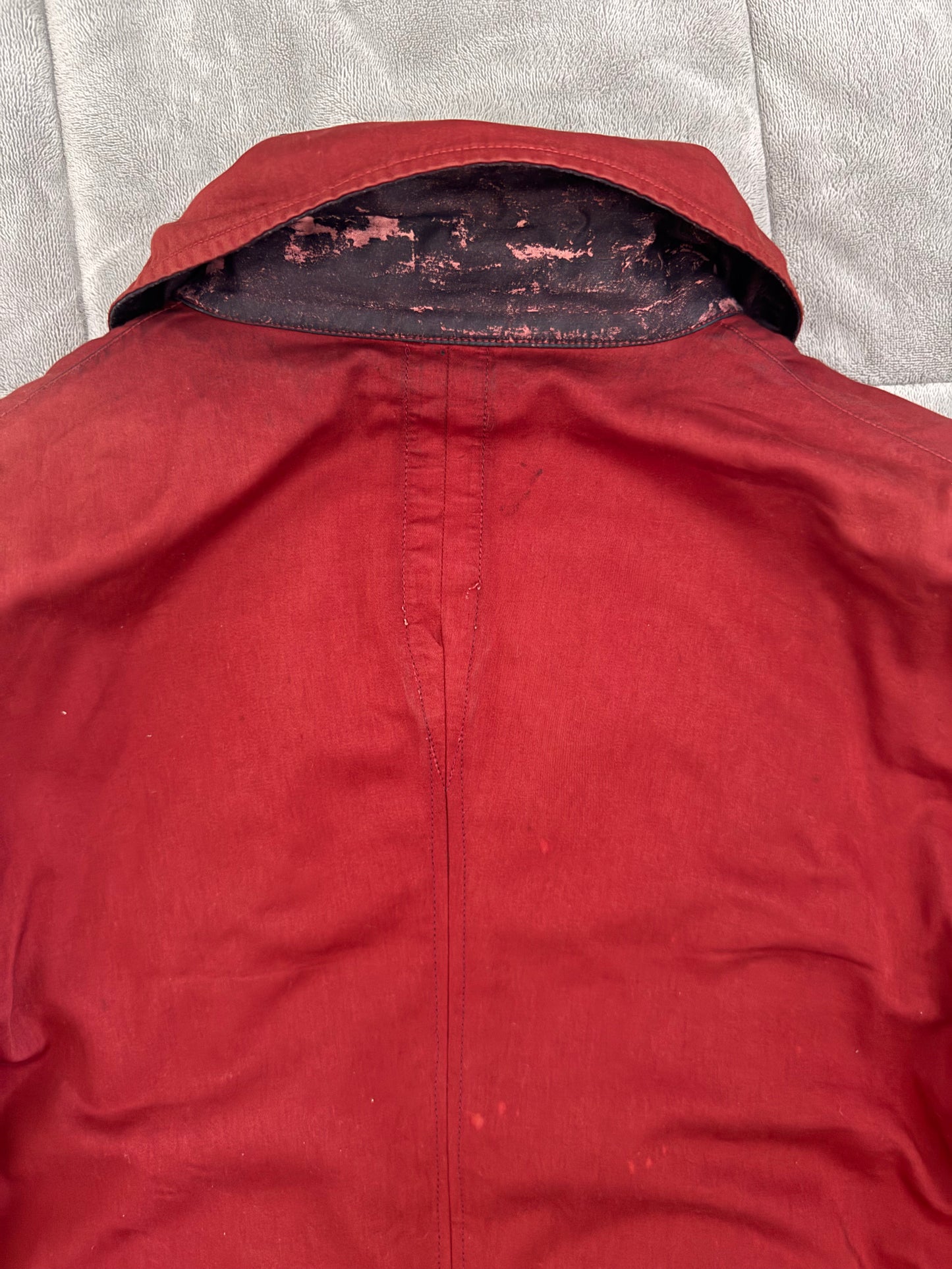 Stone Island 1992 Red 'Raso Gommato' Padded Jacket - Large