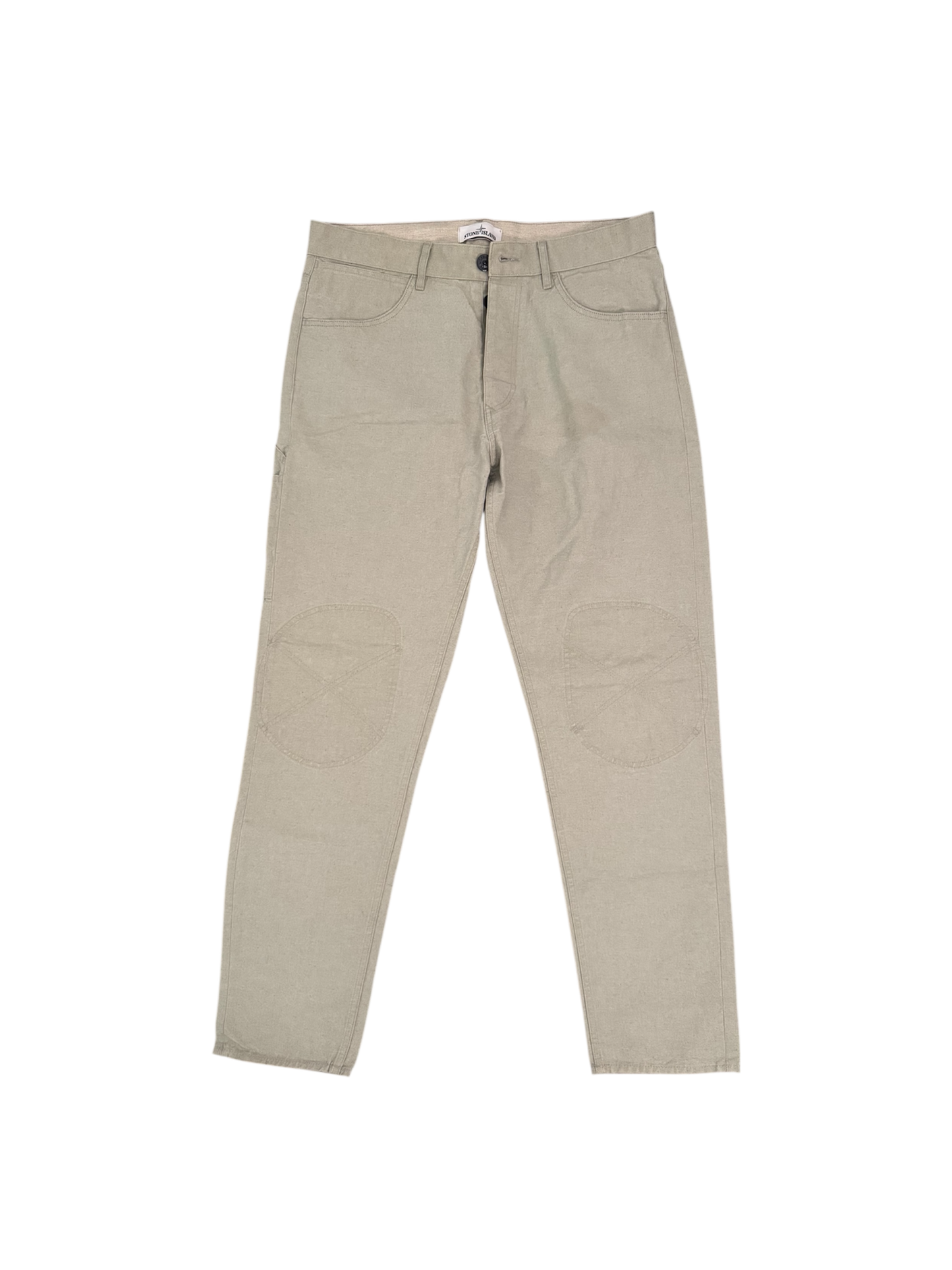 Stone Island Square Logo Old Treatment Beige Cotton Trousers - W33