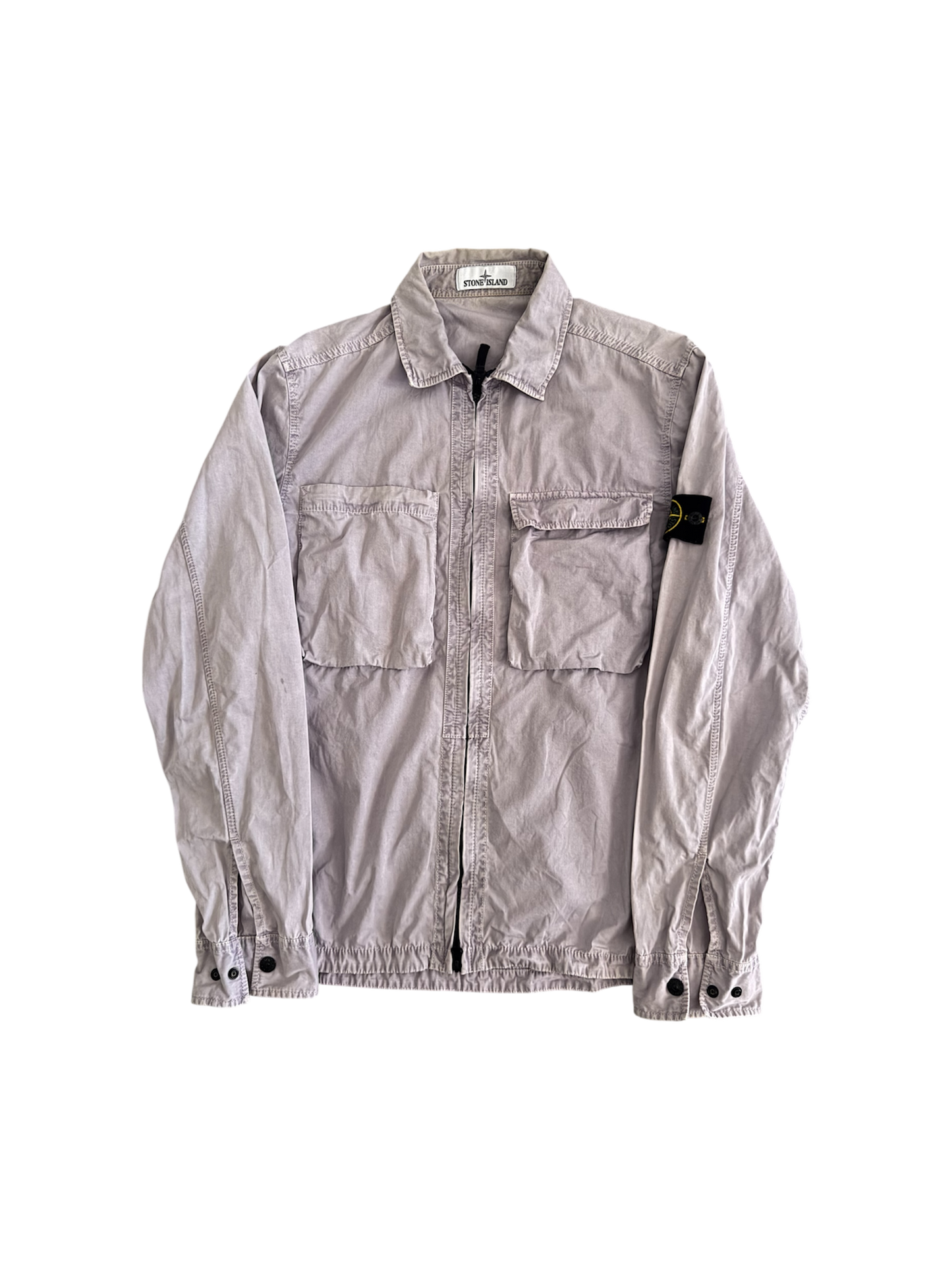 Stone Island Grey Cotton Overshirt - Large