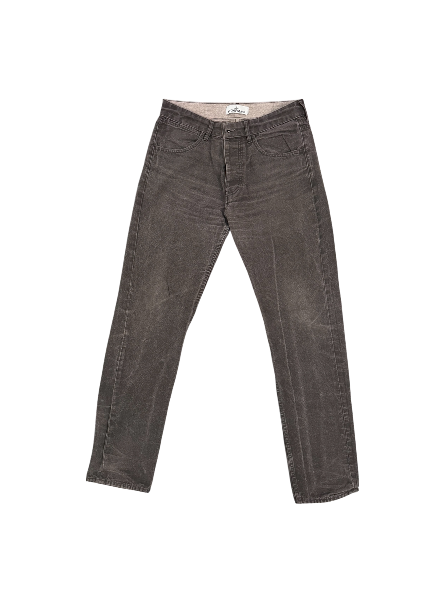 Stone Island Square Logo Old Treatment Grey Cotton Trousers - W30