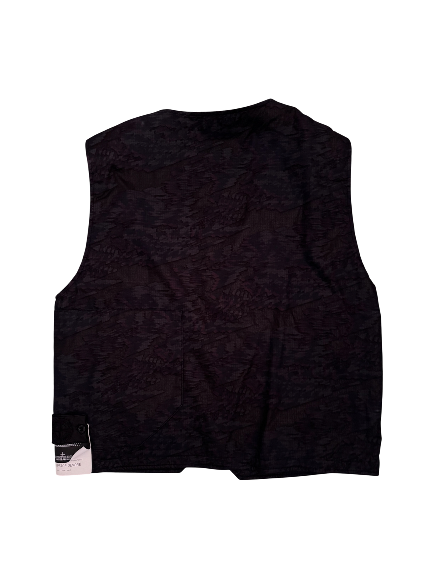 Stone Island Shadow Project Black 'DPM Ripstop Devorè' Vest - Medium