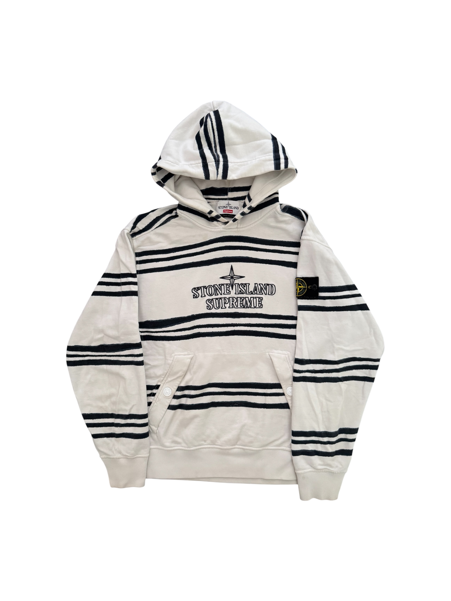 Stone Island x Supreme 2020 White Hoodie - Small