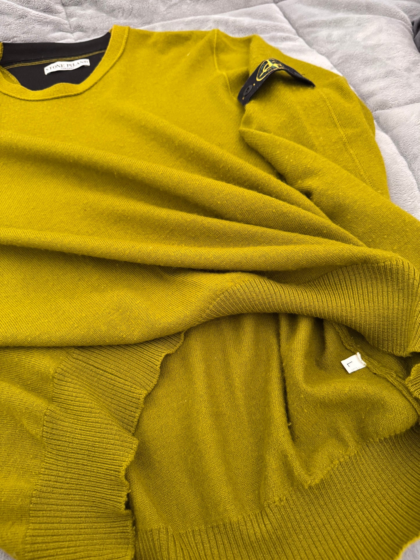 Stone Island Mustard Wool Crewneck - Large