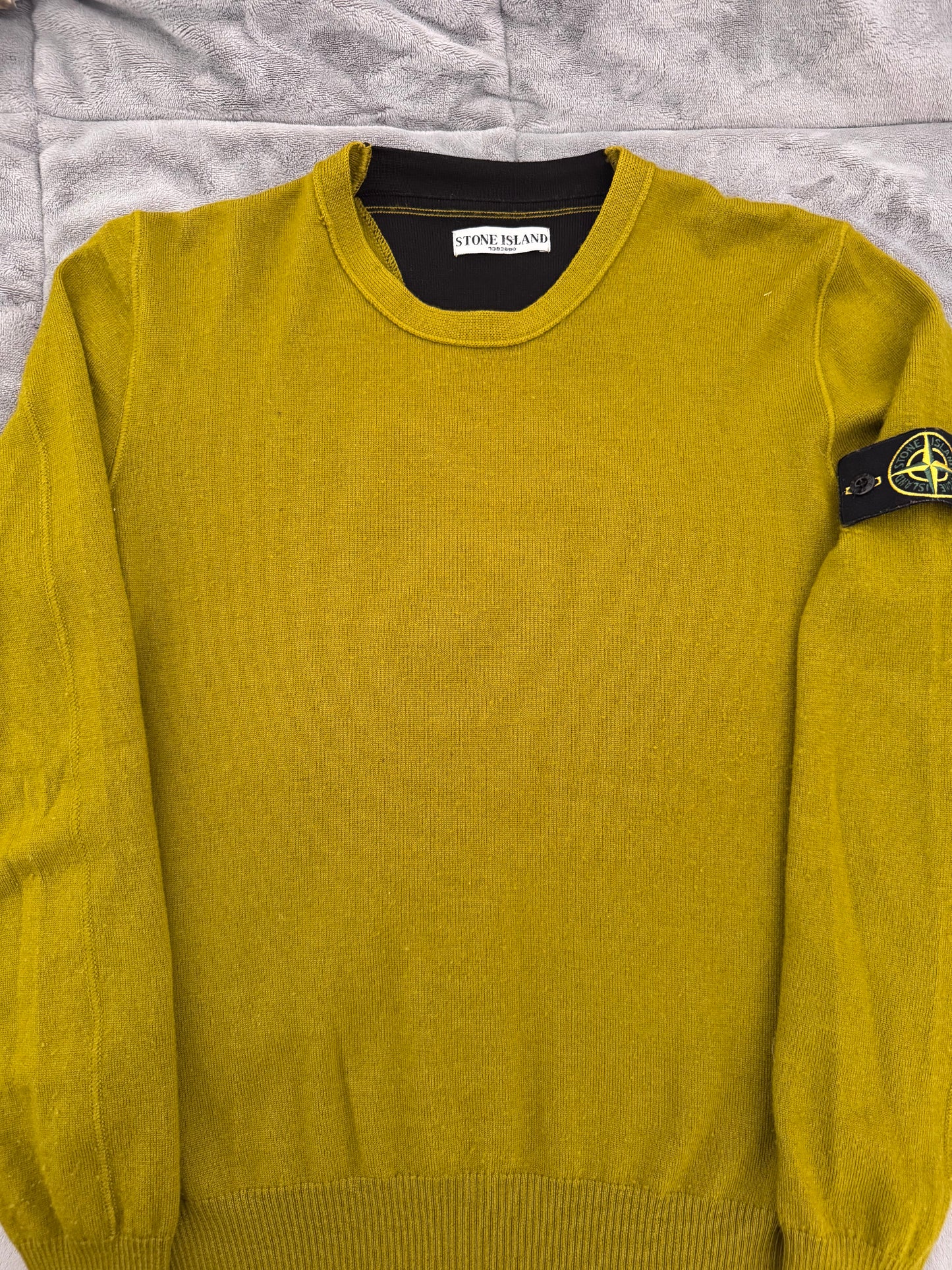 Stone Island Mustard Wool Crewneck - Large