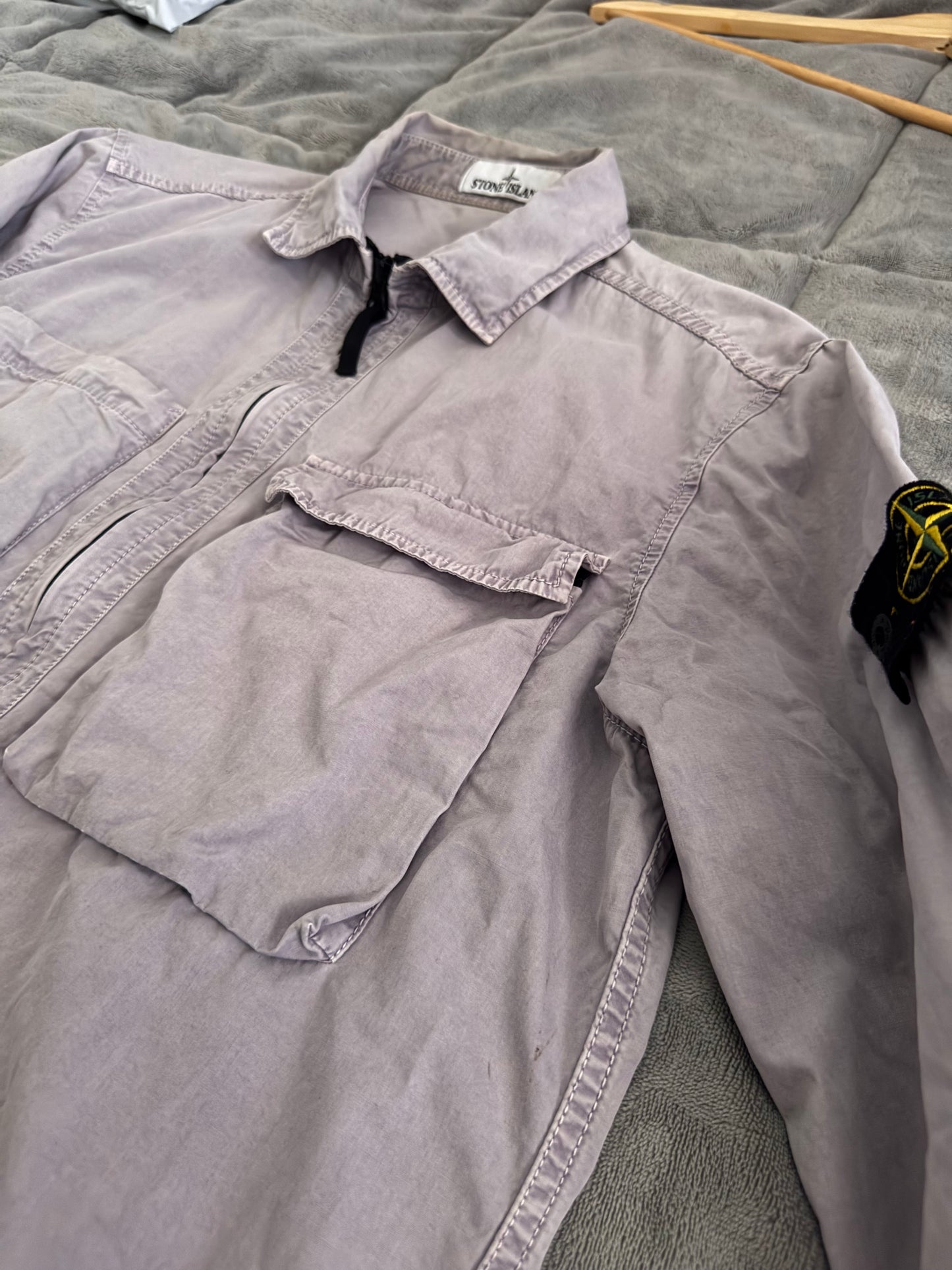 Stone Island Grey Cotton Overshirt - Large