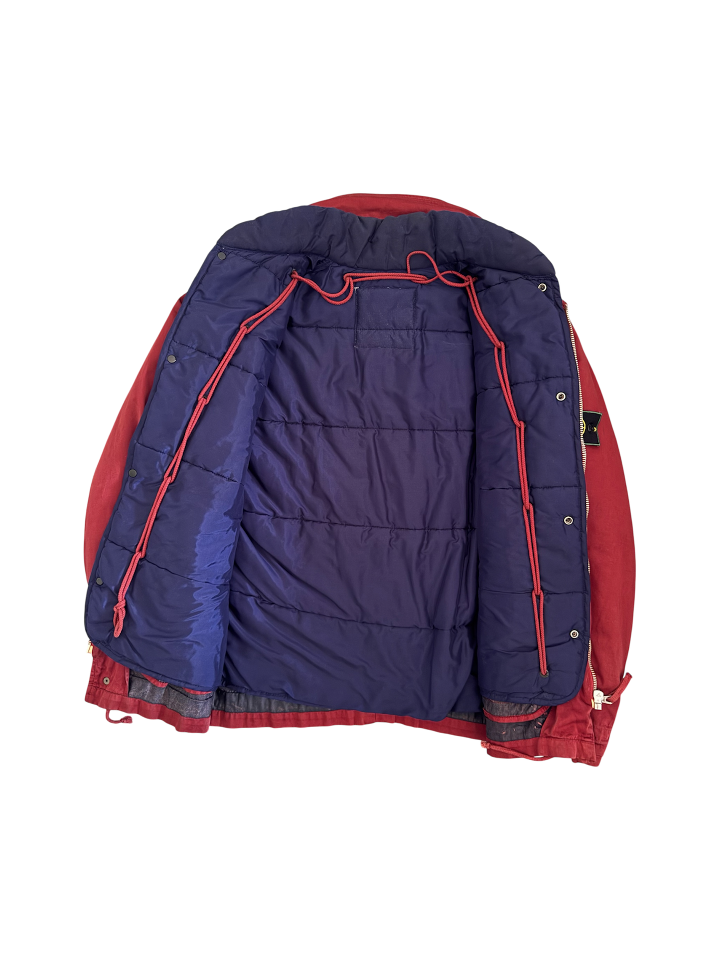 Stone Island 1992 Red 'Raso Gommato' Padded Jacket - Large