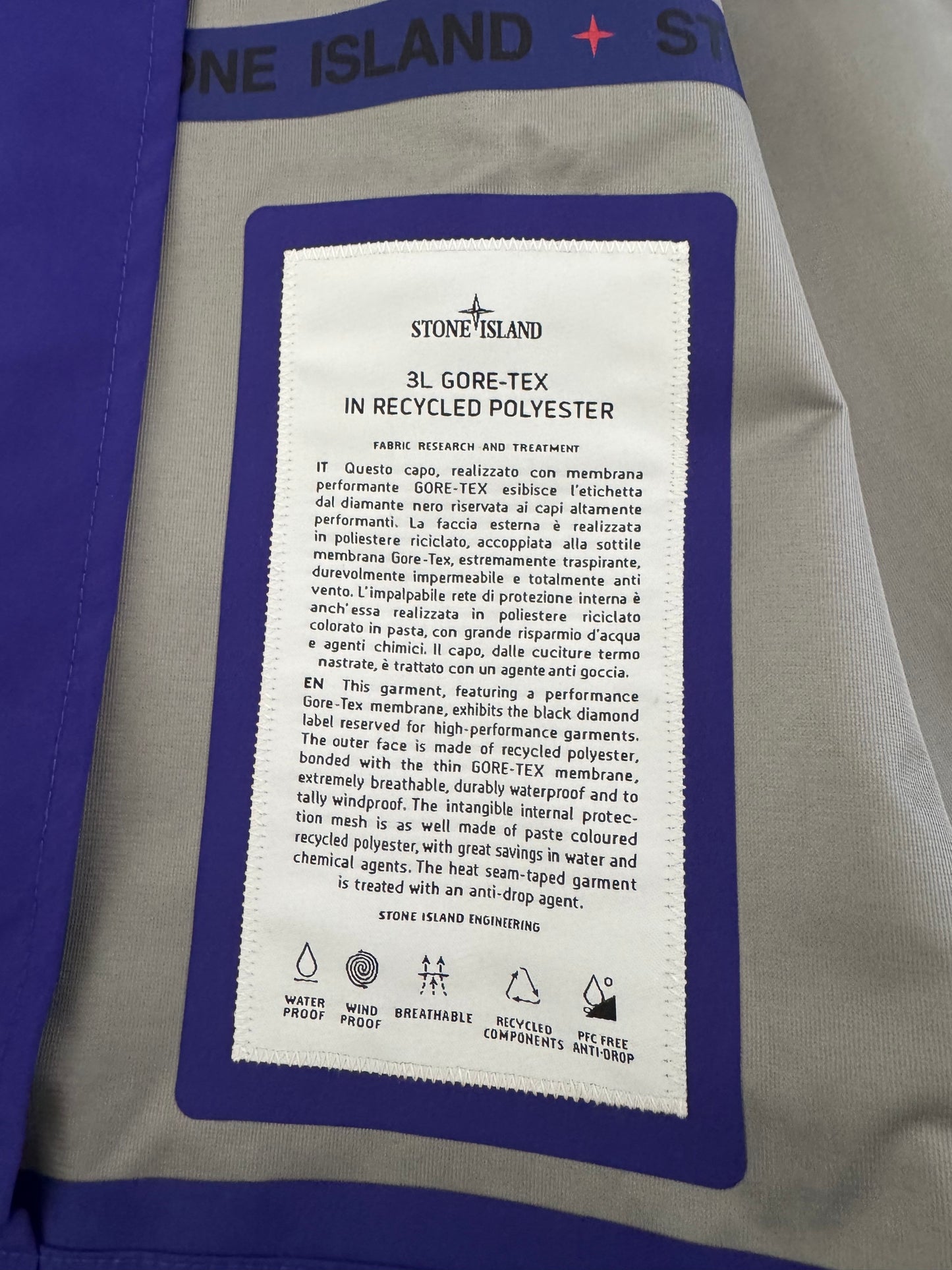 Giacca Stone Island Marina '3L Goretex' - Large
