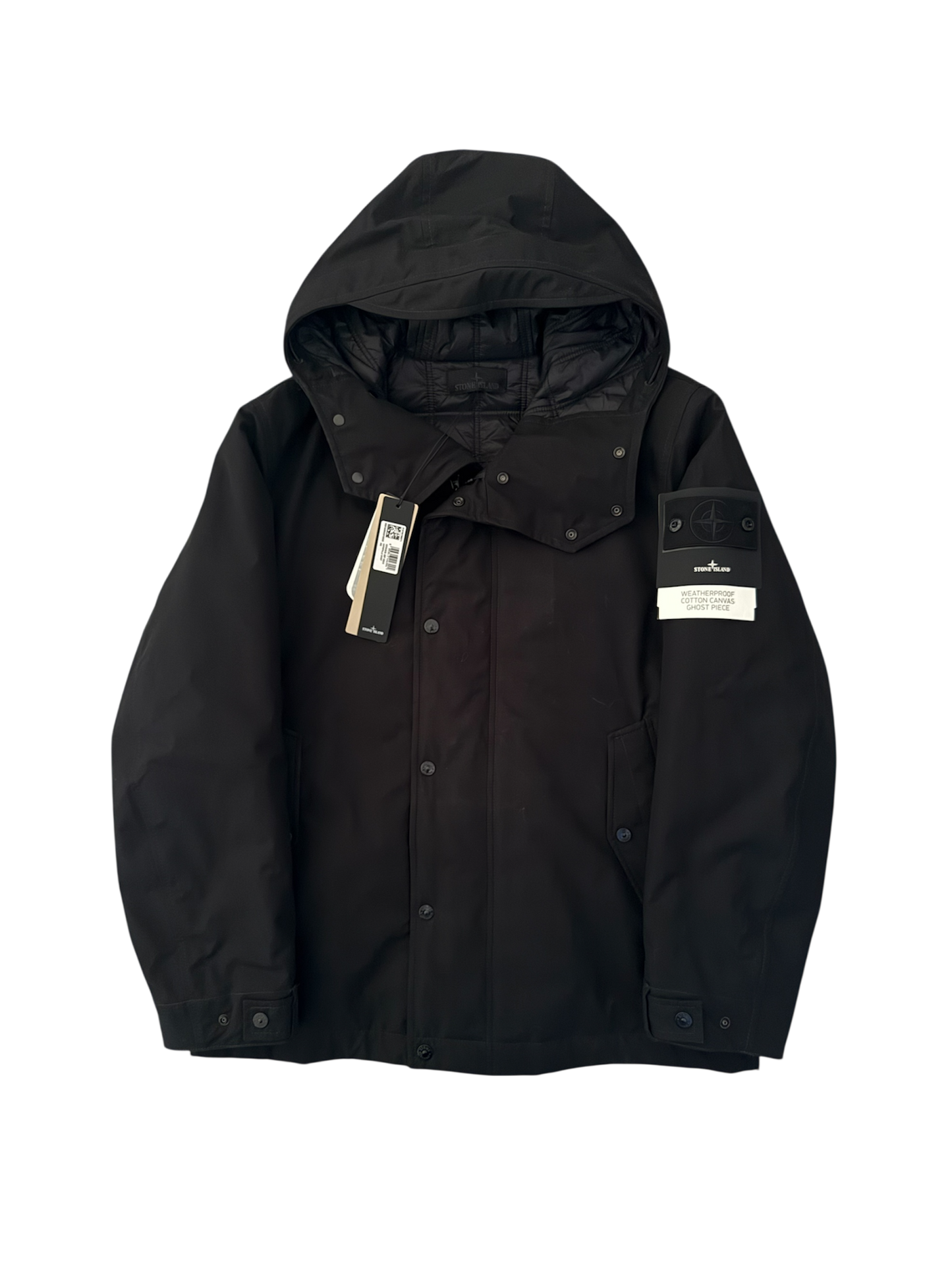 Stone Island 'Weatherproof Cotton Canvas Ghost Piece Primaloft Insulation' Black Jacket - Medium