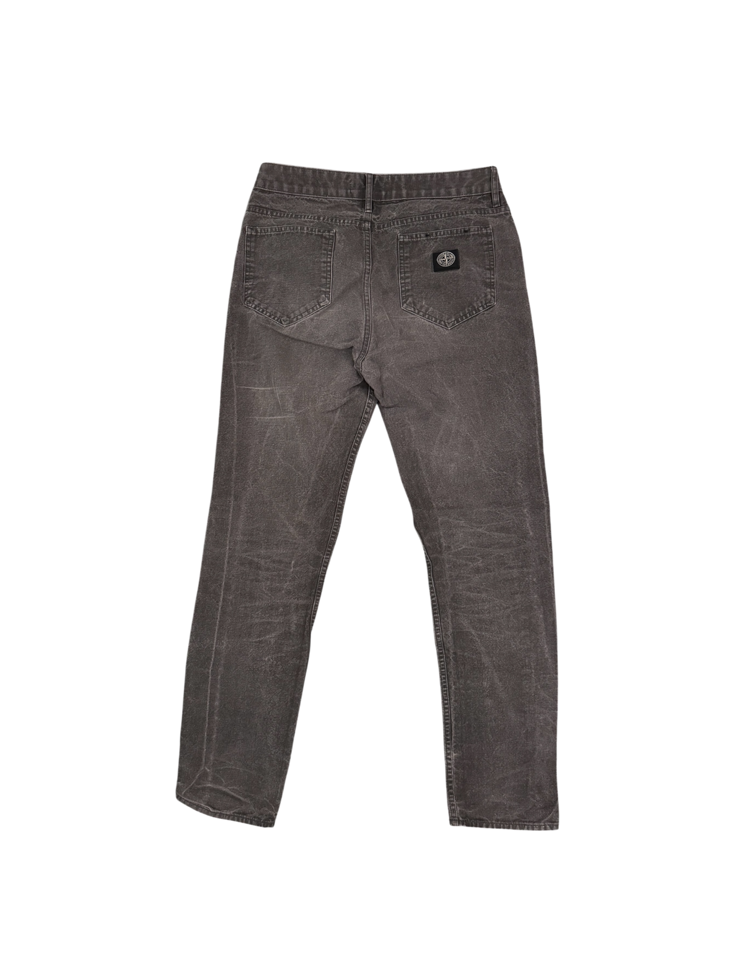 Stone Island Square Logo Old Treatment Grey Cotton Trousers - W30