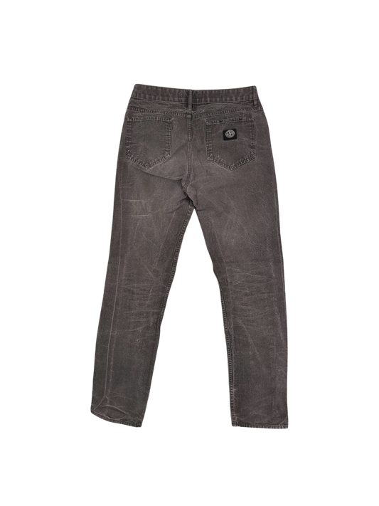 Stone Island Square Logo Old Treatment Grey Cotton Trousers - W30