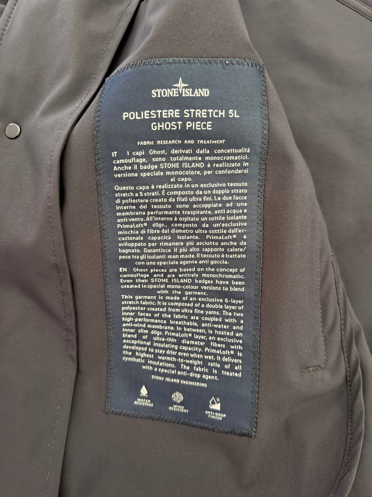 Cappotto Stone Island 'Poliestere Stretch 5L Ghost Piece' - Medium