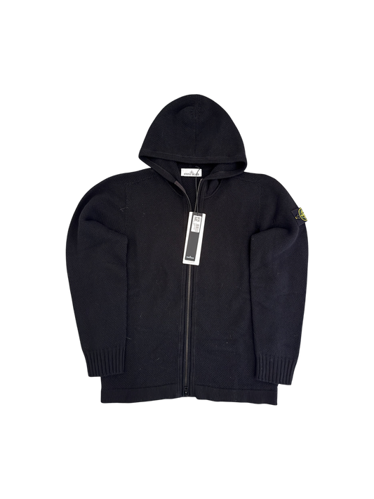 Stone Island Black Heavy Zip Hoodie - Large