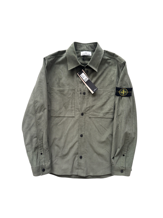 Stone Island 2026 Green Corduroy Overshirt - Large