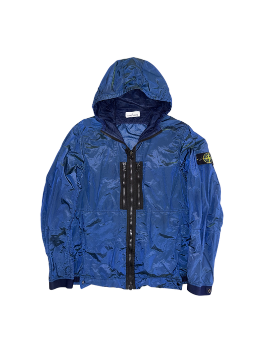 Stone Island Blue/Green 'Nylon Metal Colour Weft' Hooded Jacket - Large