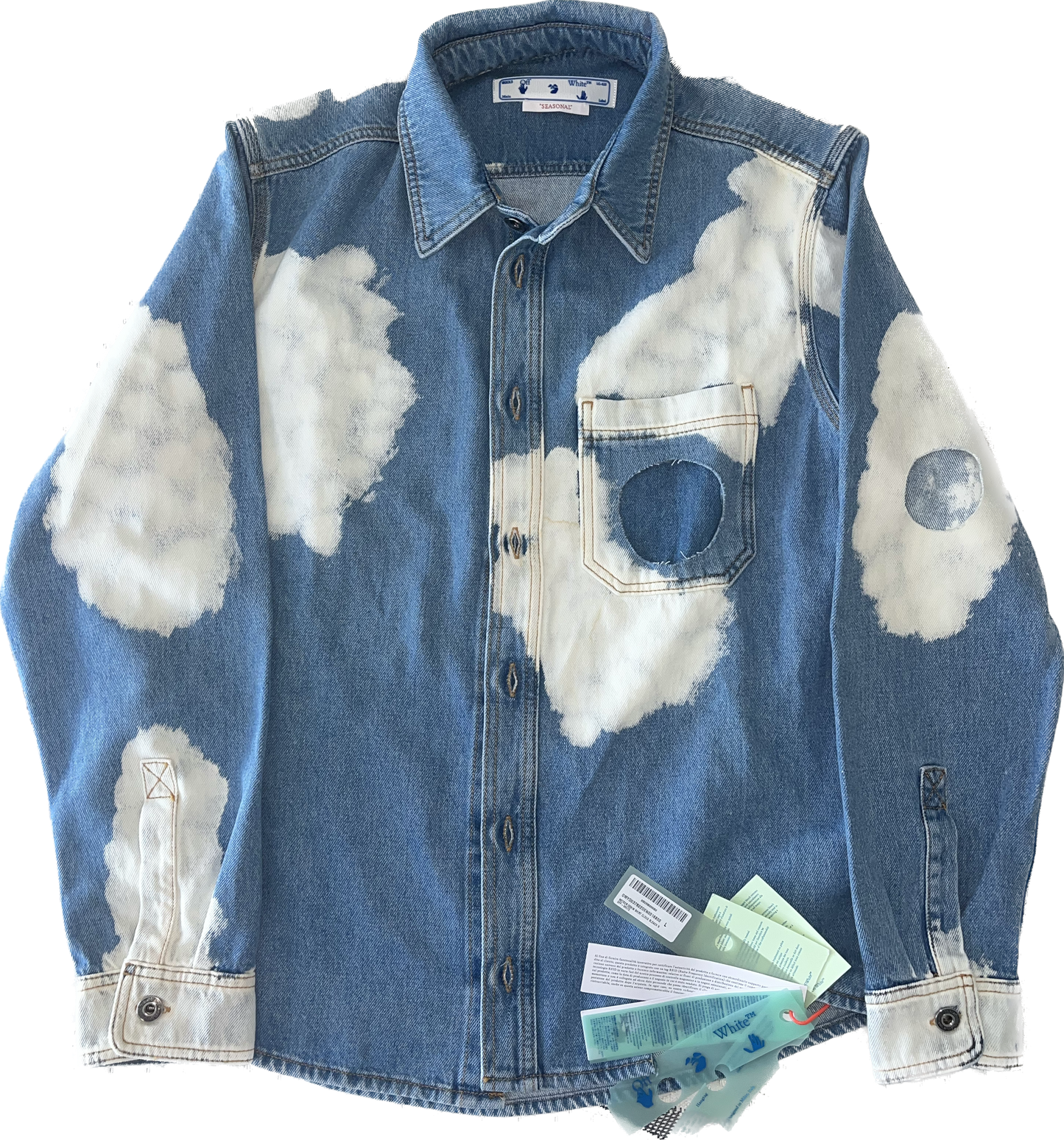 Off-White Cloud Print Denim Jacket - Medium