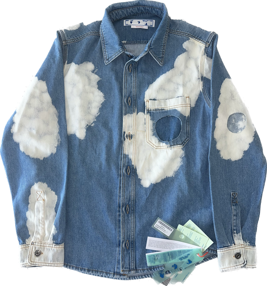 Off-White Cloud Print Denim Jacket - Medium