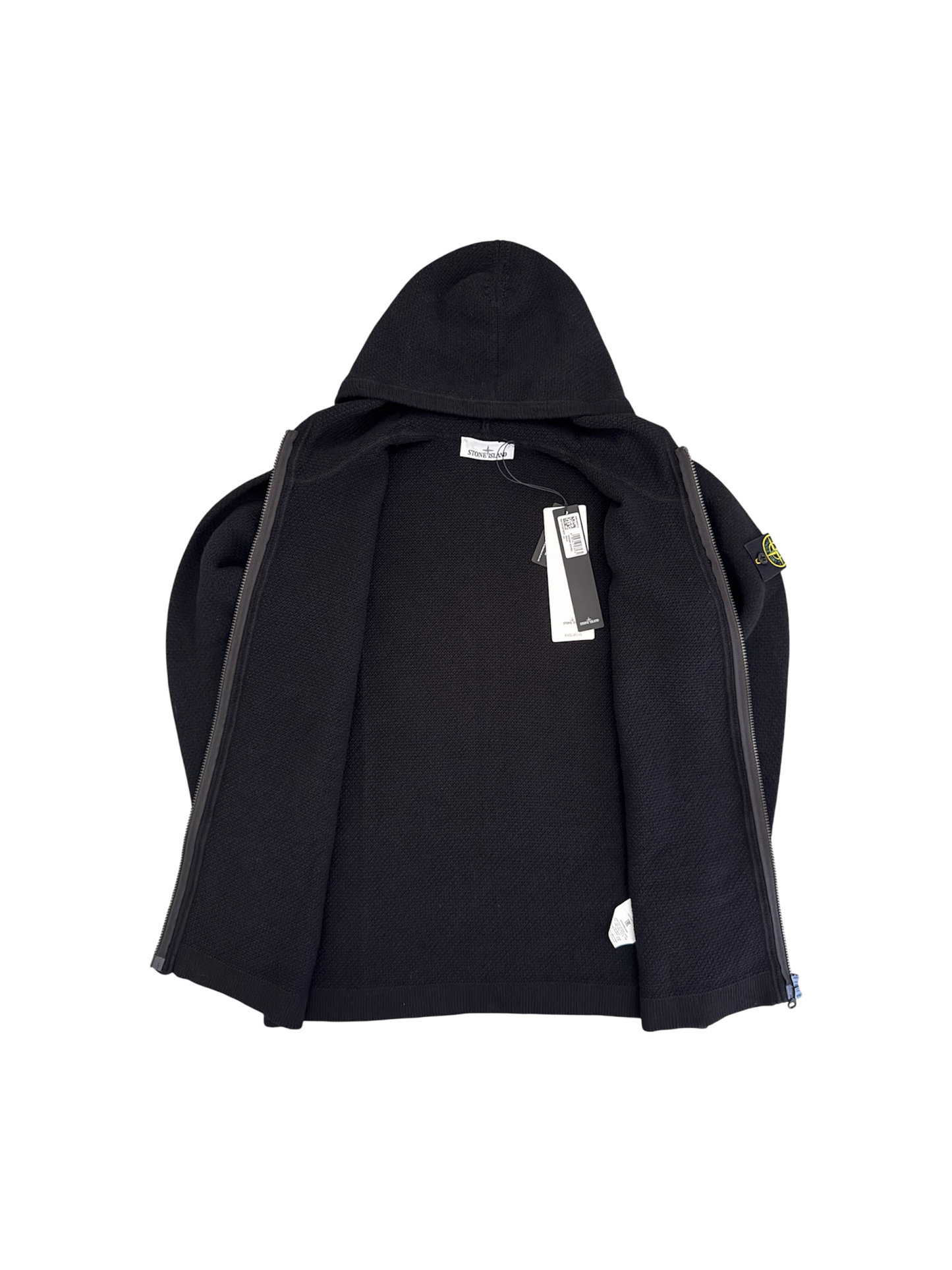 Stone Island Black Heavy Zip Hoodie - Large