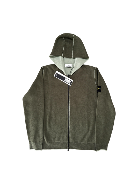 Stone Island 2025 Reversible Green Cardigan - Large