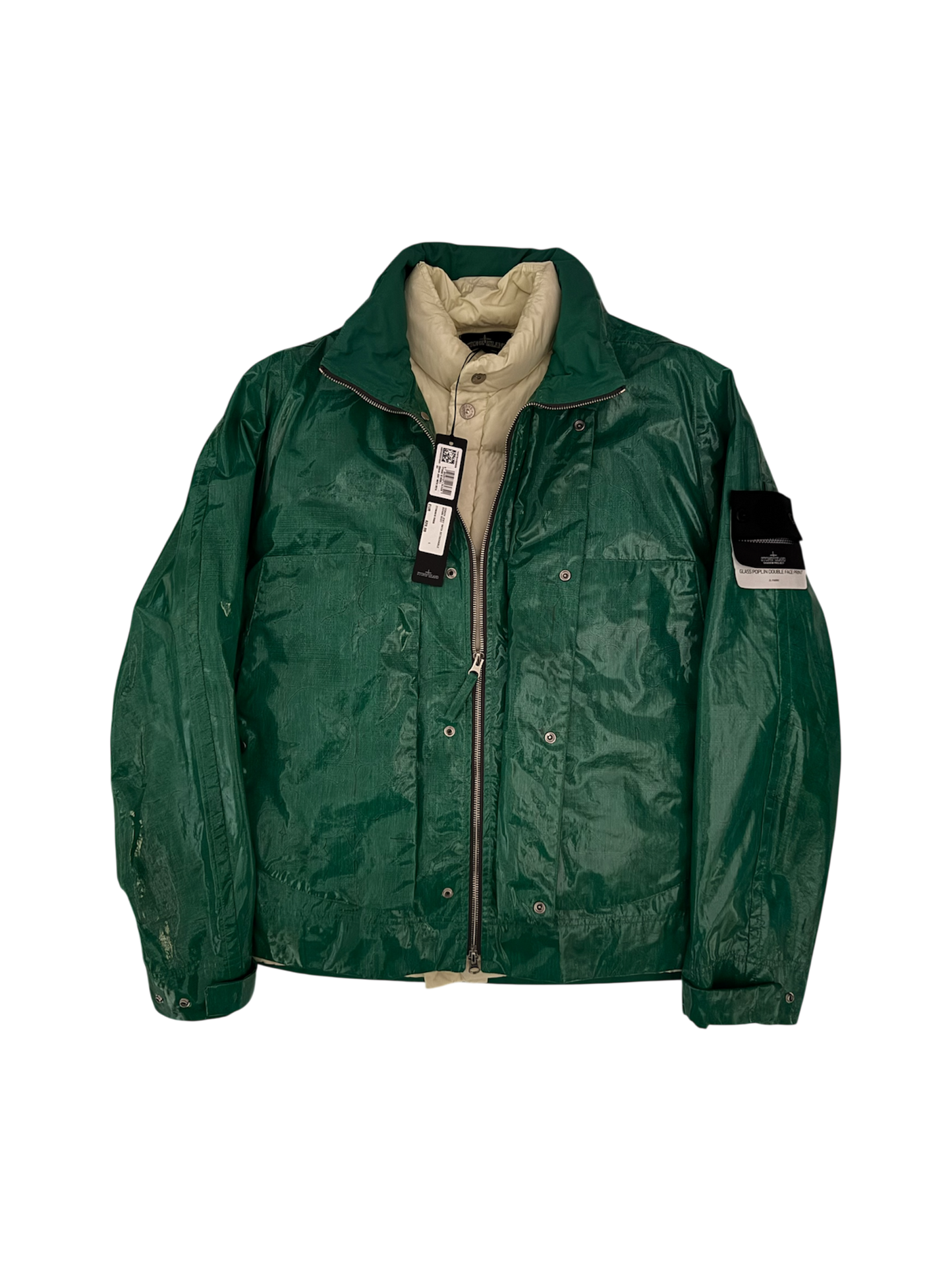 Stone Island Shadow Project Green 'Glass Poplin' Liner Jacket - Large