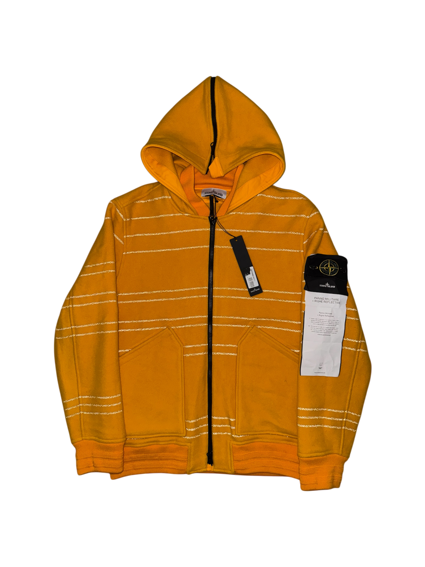 Stone Island Yellow 'Panno Militare + Righe Reflective' Jacket - Large