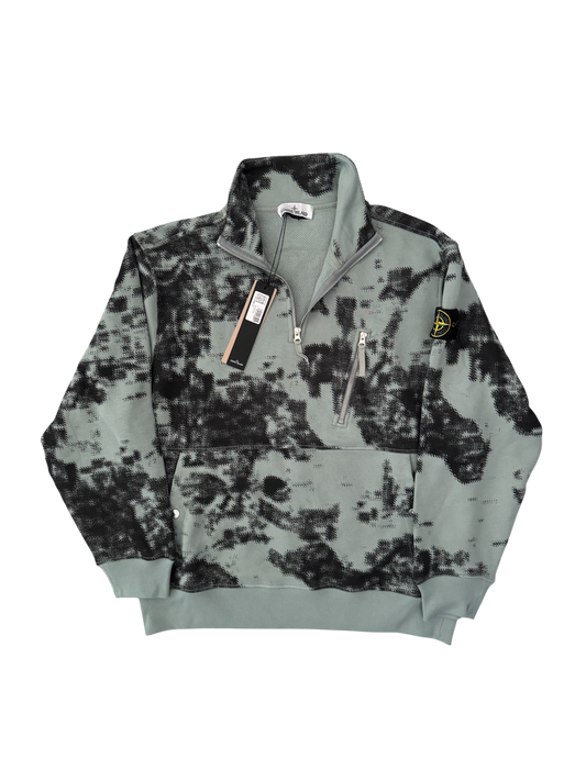 Stone Island 2025 Earth Mapping Camo Half-Zip Sweater - XL