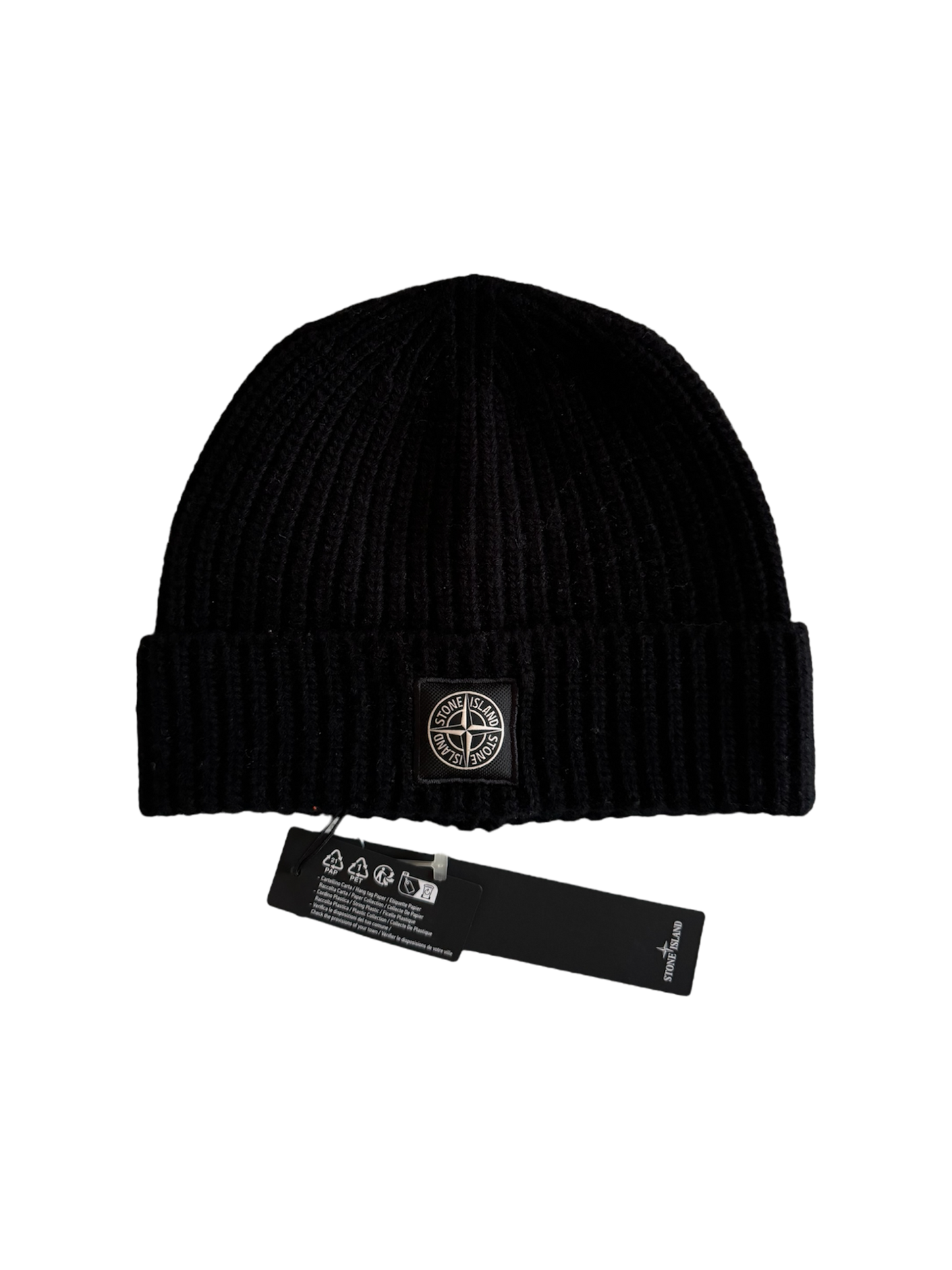 Stone Island Black Wool Beanie - Unisize