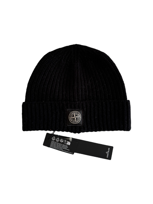 Stone Island Black Wool Beanie - Unisize