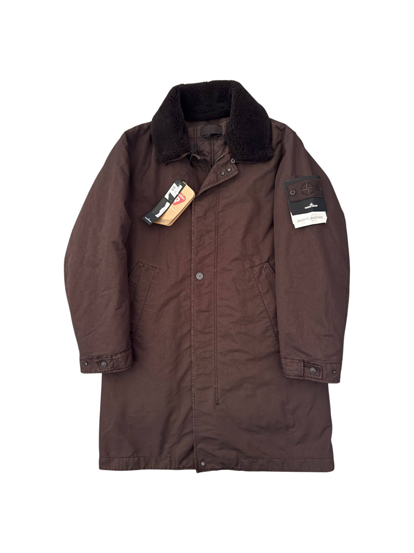 Stone Island 'David TC Sheepskin Ghost Piece' Long Jacket - Medium