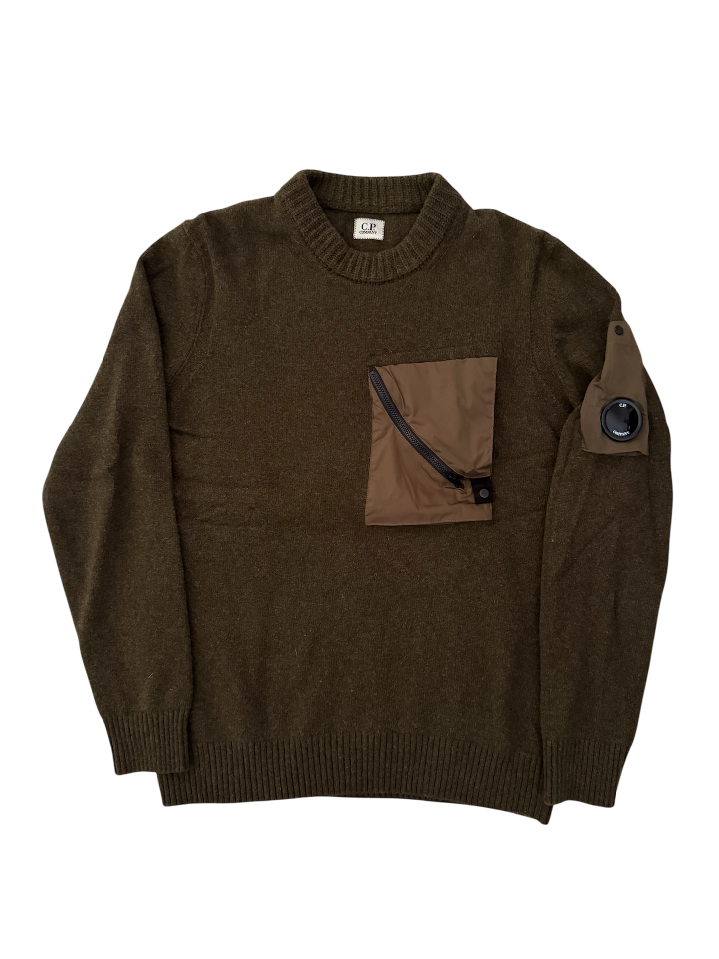 C.P. Company Khaki Wool Crewneck - 48 (Medium)