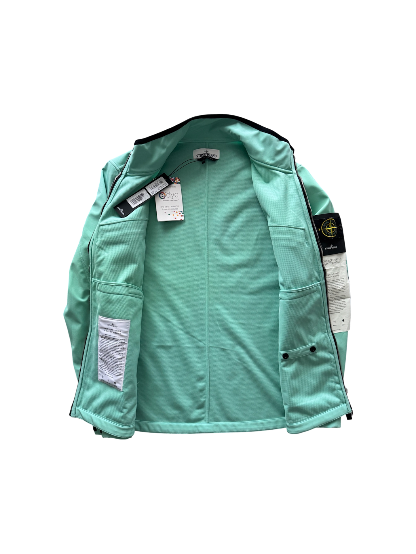 Stone Island 'Light Soft Shell-R e.dye' Aqua Jacket - XXL