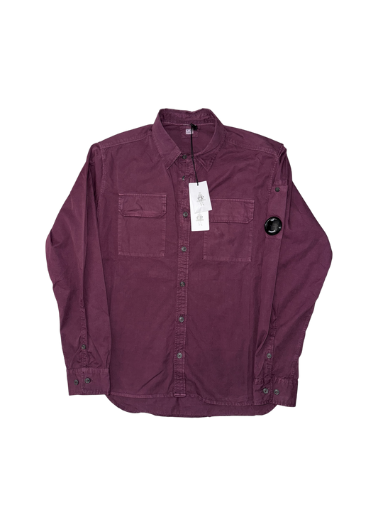 C.P. Company Burgundy Organic Gabardine Overshirt - Medium