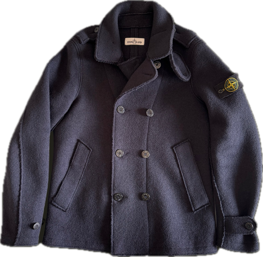 Stone Island Wool Navy Coat - Medium