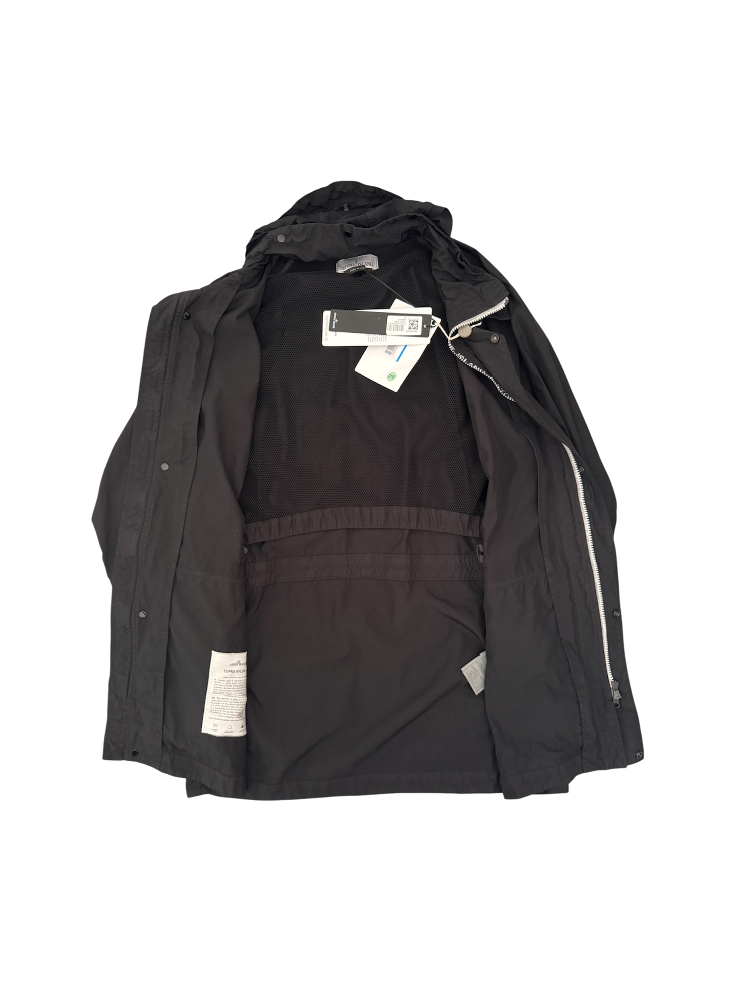 Stone Island Black 'Cupro Nylon TC' Long Jacket - Large