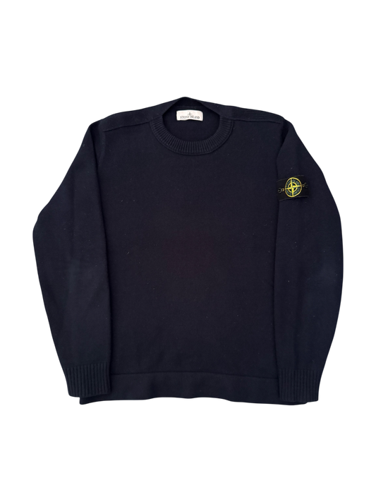 Stone Island 2023 Blue Wool Crewneck - Large