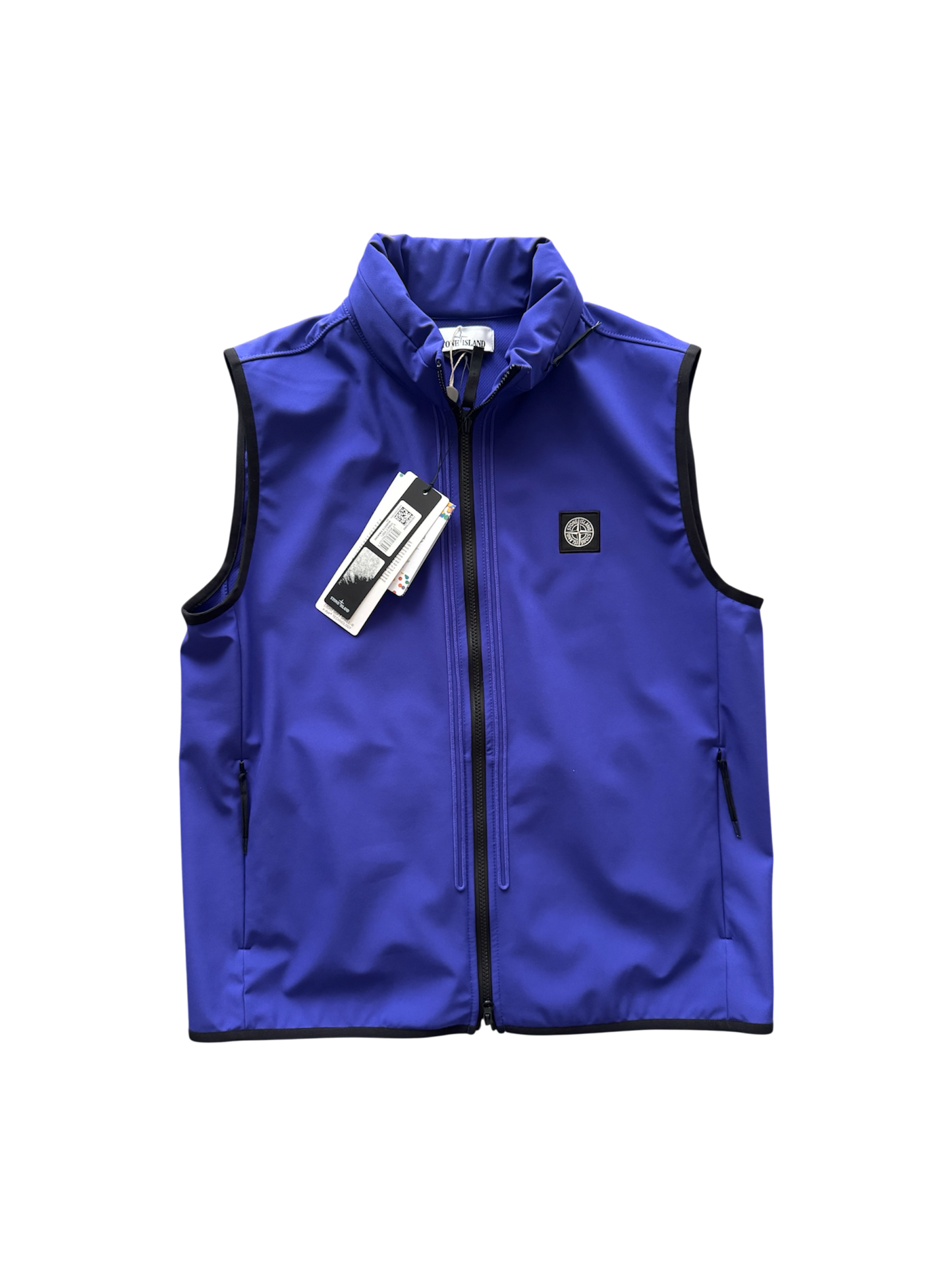 Stone Island 'Light Soft Shell-R e.dye' Blue Vest - Large