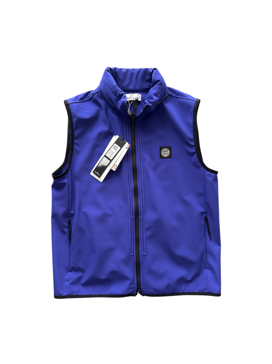 Stone Island 'Light Soft Shell-R e.dye' Blue Vest - Large