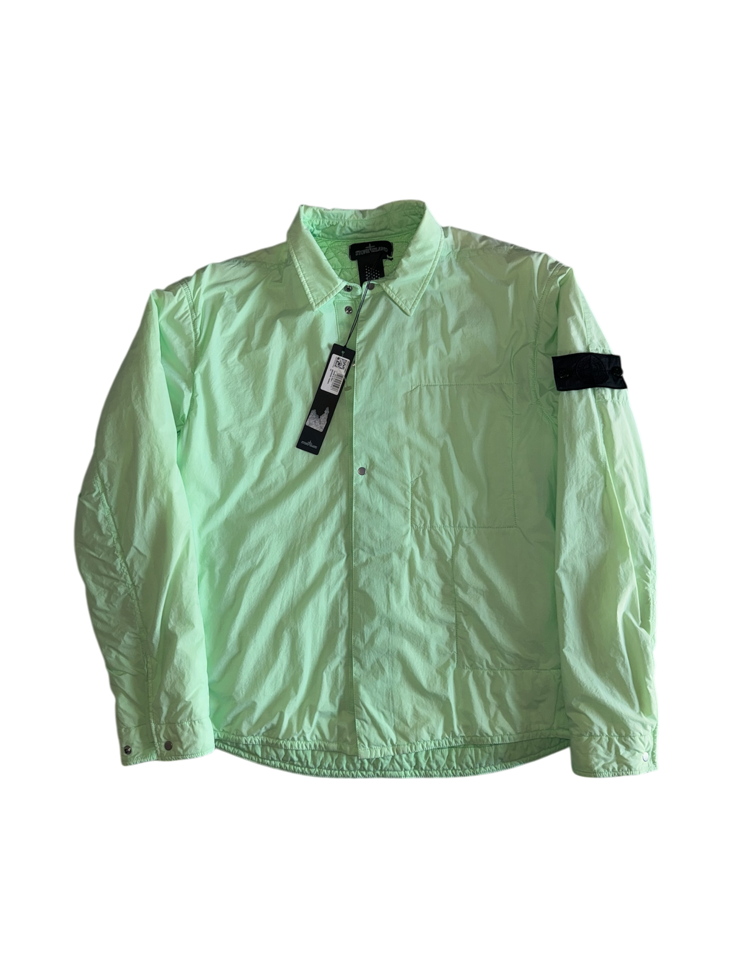 Stone Island Shadow Project Lime Padded Overshirt - Large