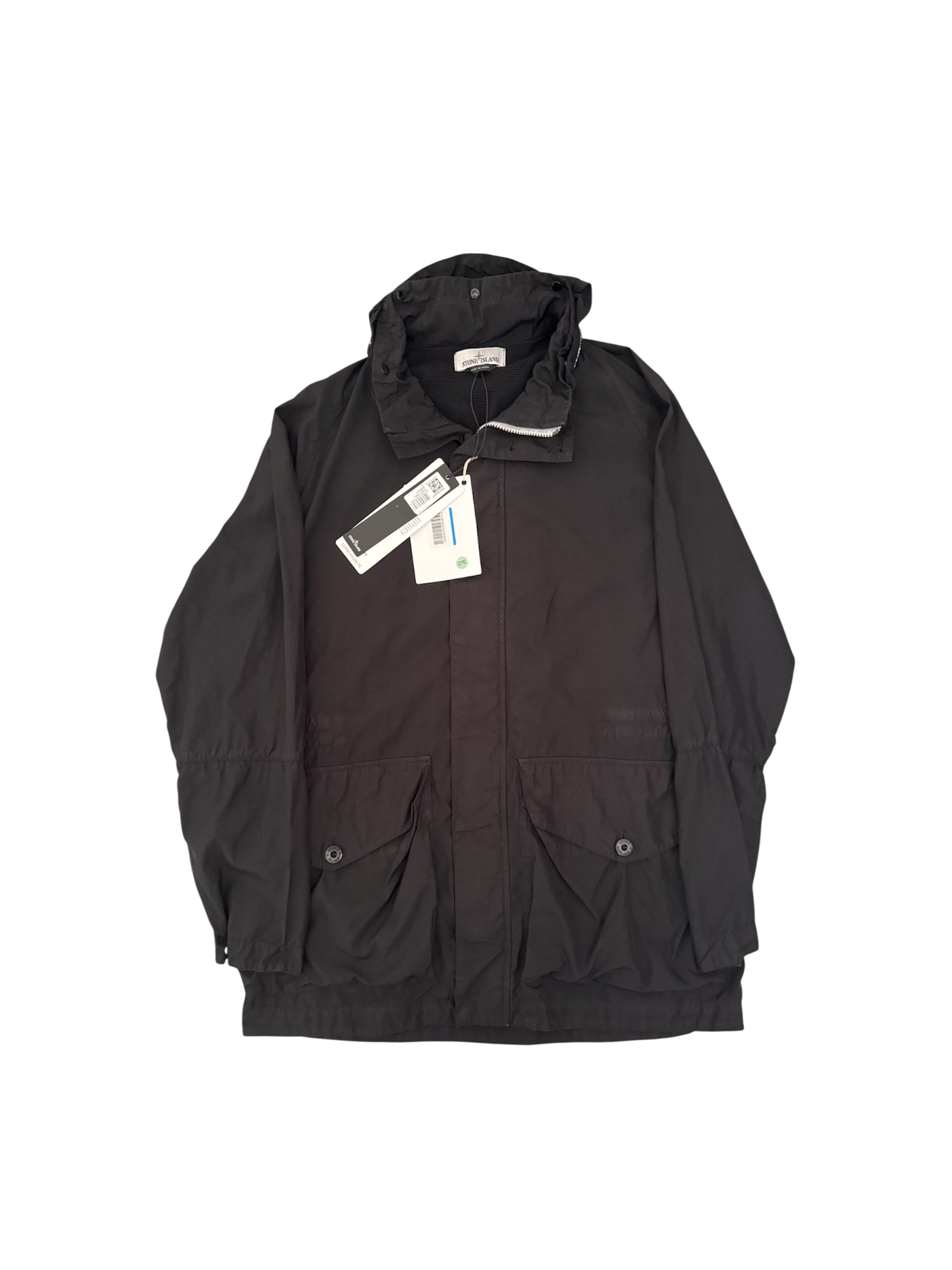Stone Island Black 'Cupro Nylon TC' Long Jacket - Large