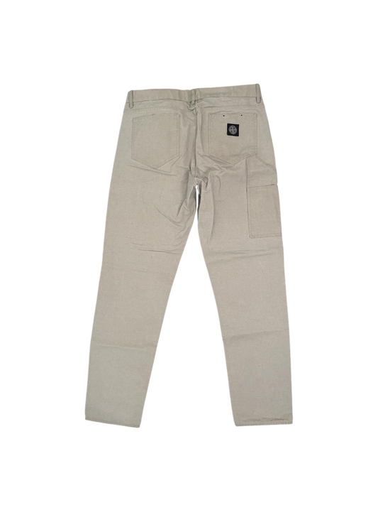 Stone Island Square Logo Old Treatment Beige Cotton Trousers - W33