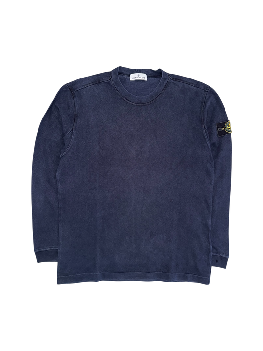 Stone Island Blue Cotton Crewneck - Large