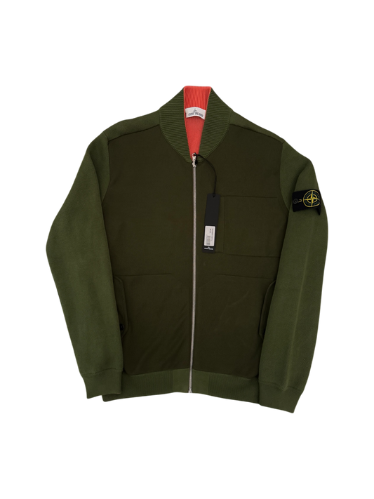 Stone Island 2022 Green/Coral Knit Reversible Cardigan - Large