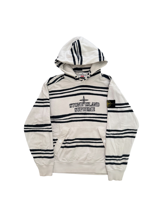 Stone Island x Supreme 2020 White Hoodie - Small