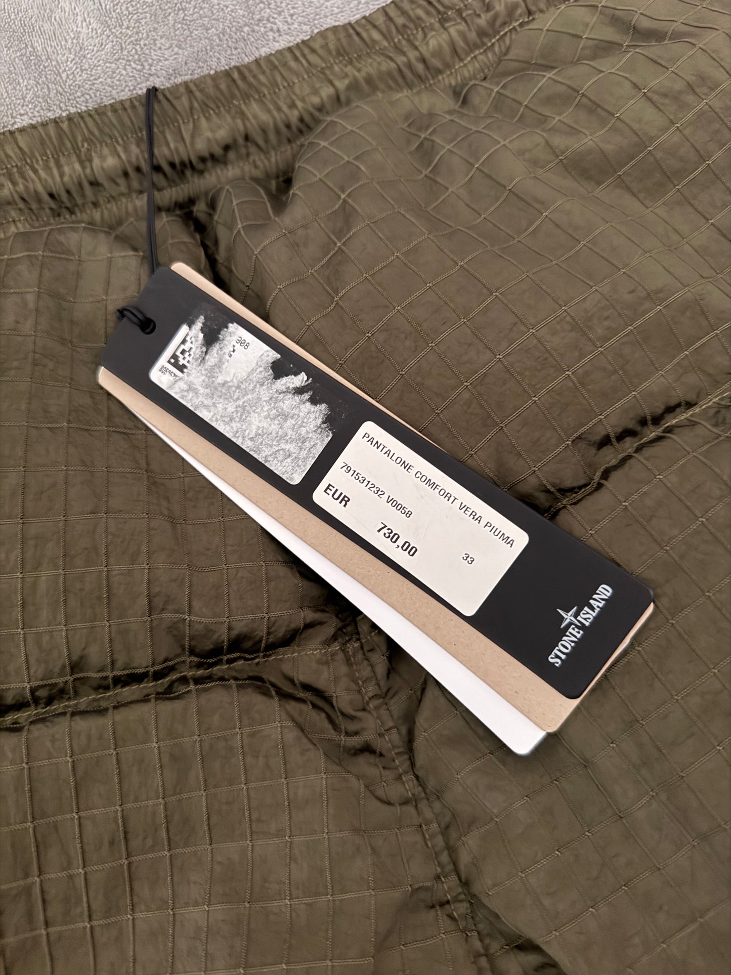 Stone Island Khaki Macro Ripstop Down Trousers - W33