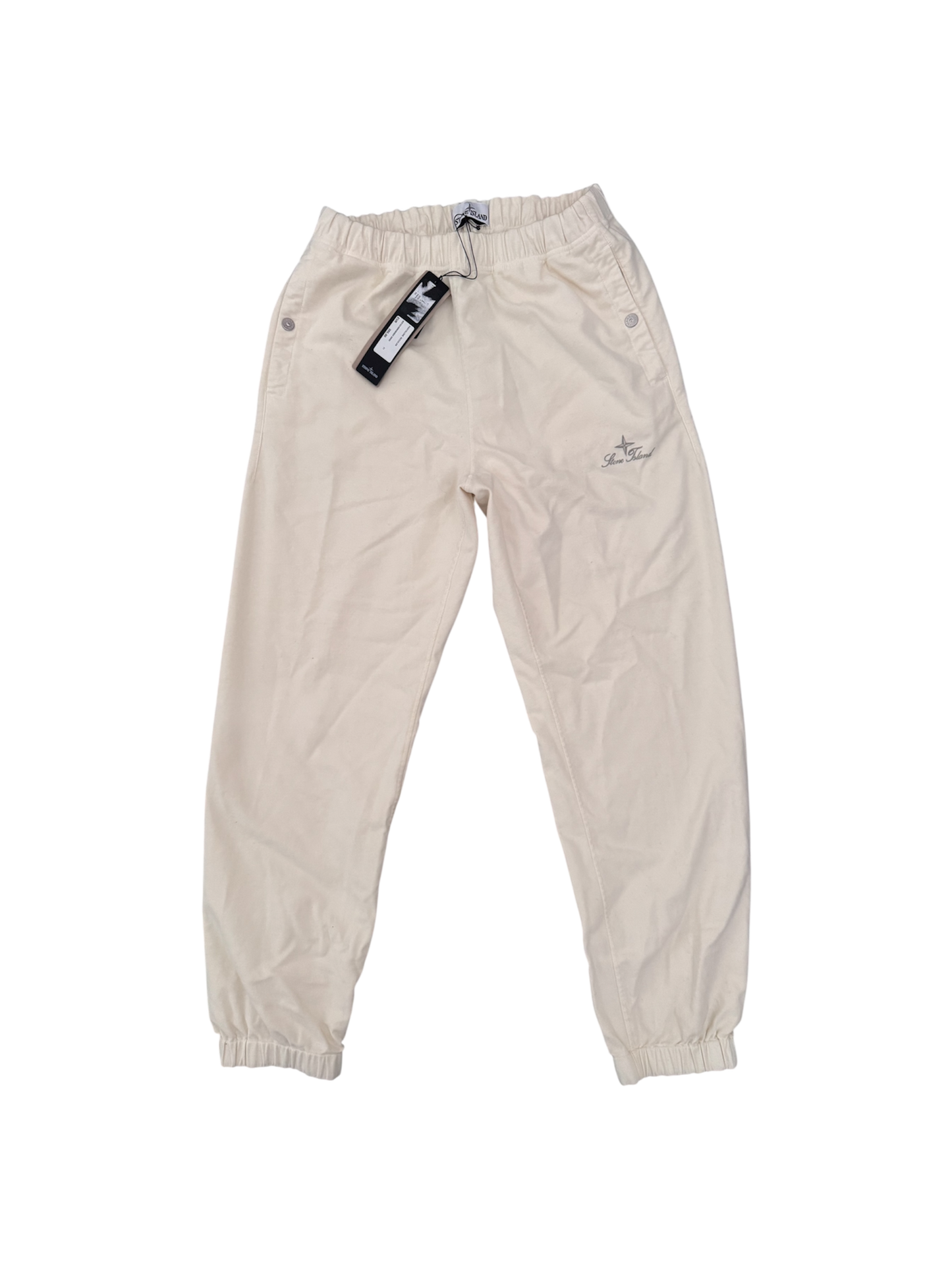 Stone Island White Cotton Moleskine Joggers - W31