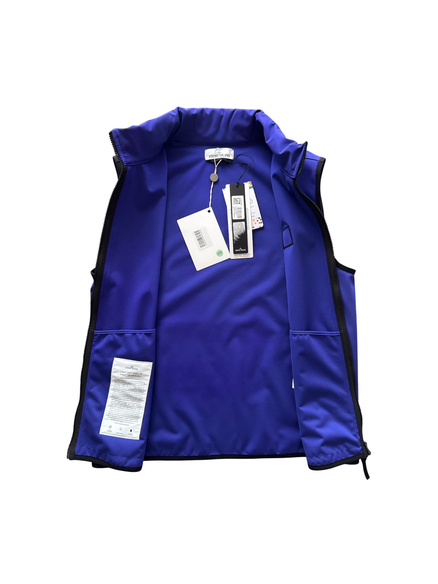 Stone Island 'Light Soft Shell-R e.dye' Blue Vest - Large