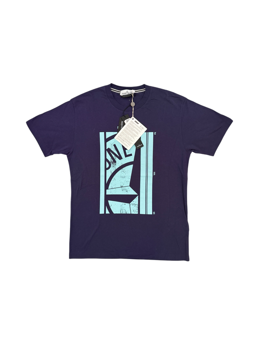 Stone Island Violet Mosaic Print T-Shirt - Large