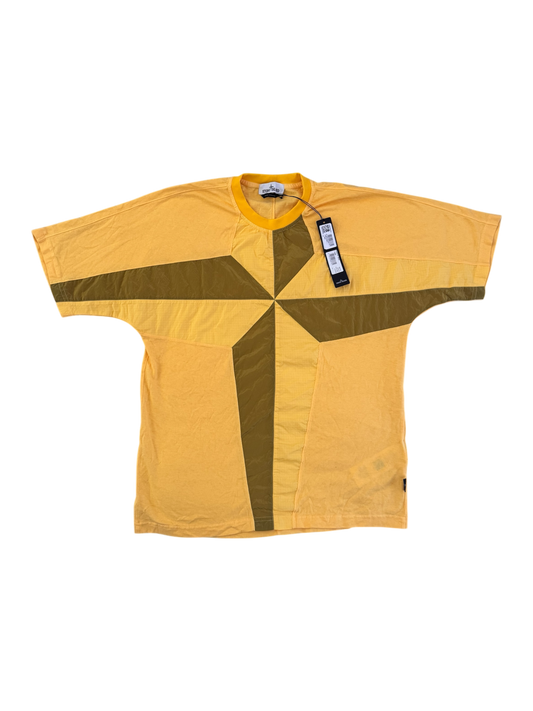 Stone Island Yellow Nylon Metal Logo T-Shirt - Large