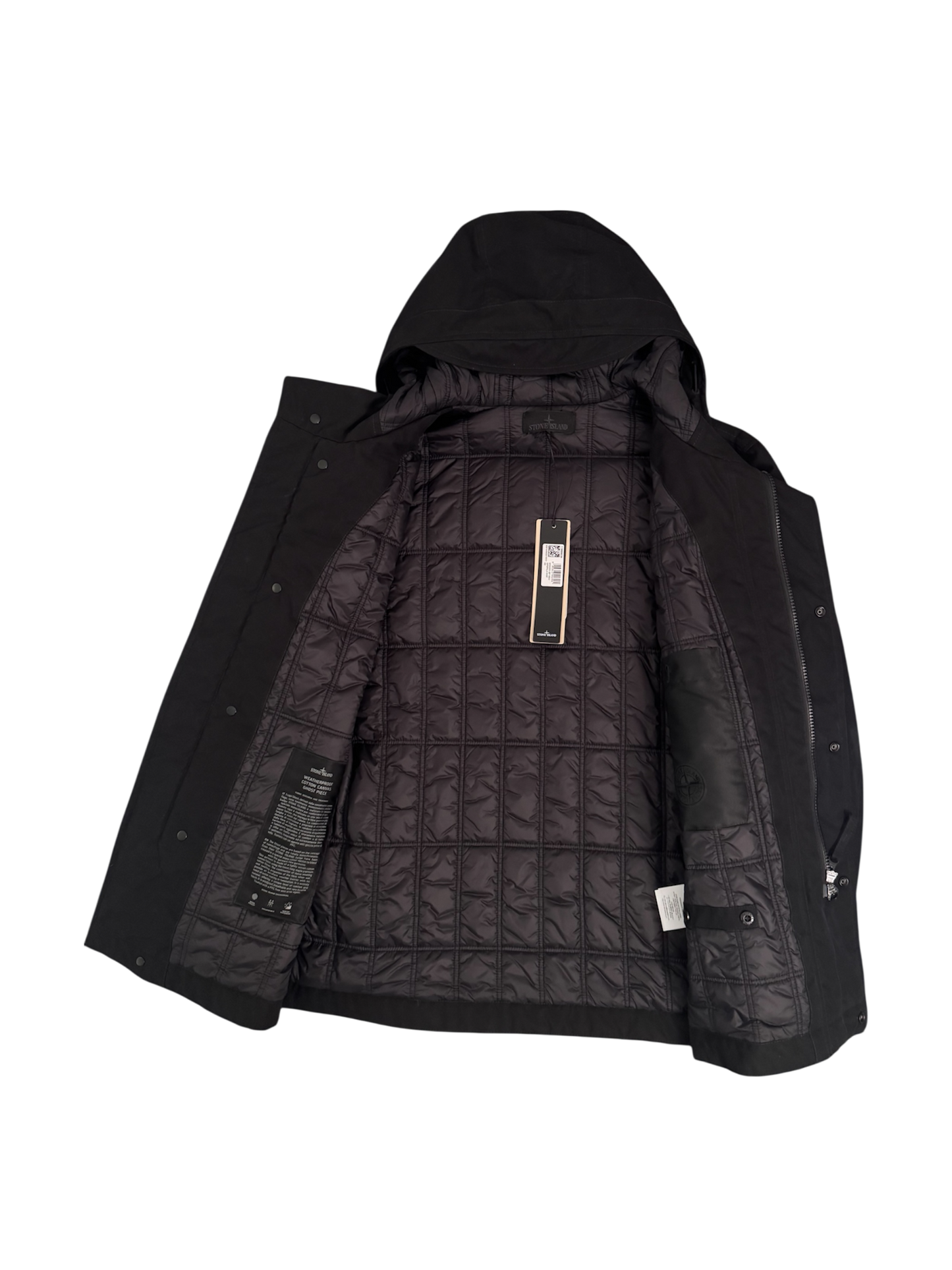 Stone Island 'Weatherproof Cotton Canvas Ghost Piece Primaloft Insulation' Black Jacket - Medium